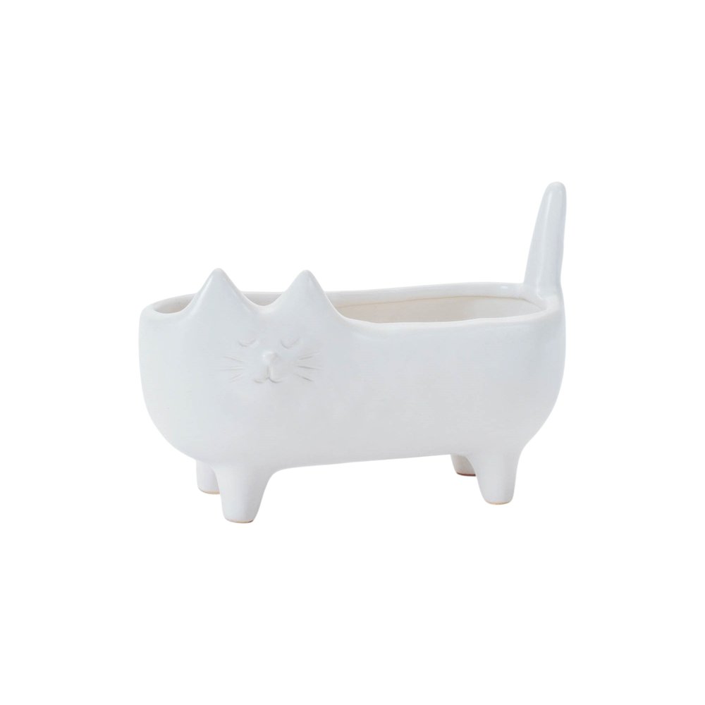 Set of Two White Ceramic 1 Ounce Statue Planters