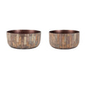 Set of Two Brown Wood 1 Ounce Round Pot Planters