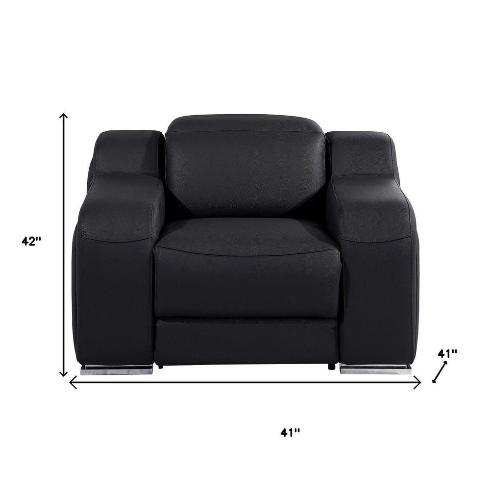 41" Chestnut Italian Leather Wall Hugger Recliner With USB