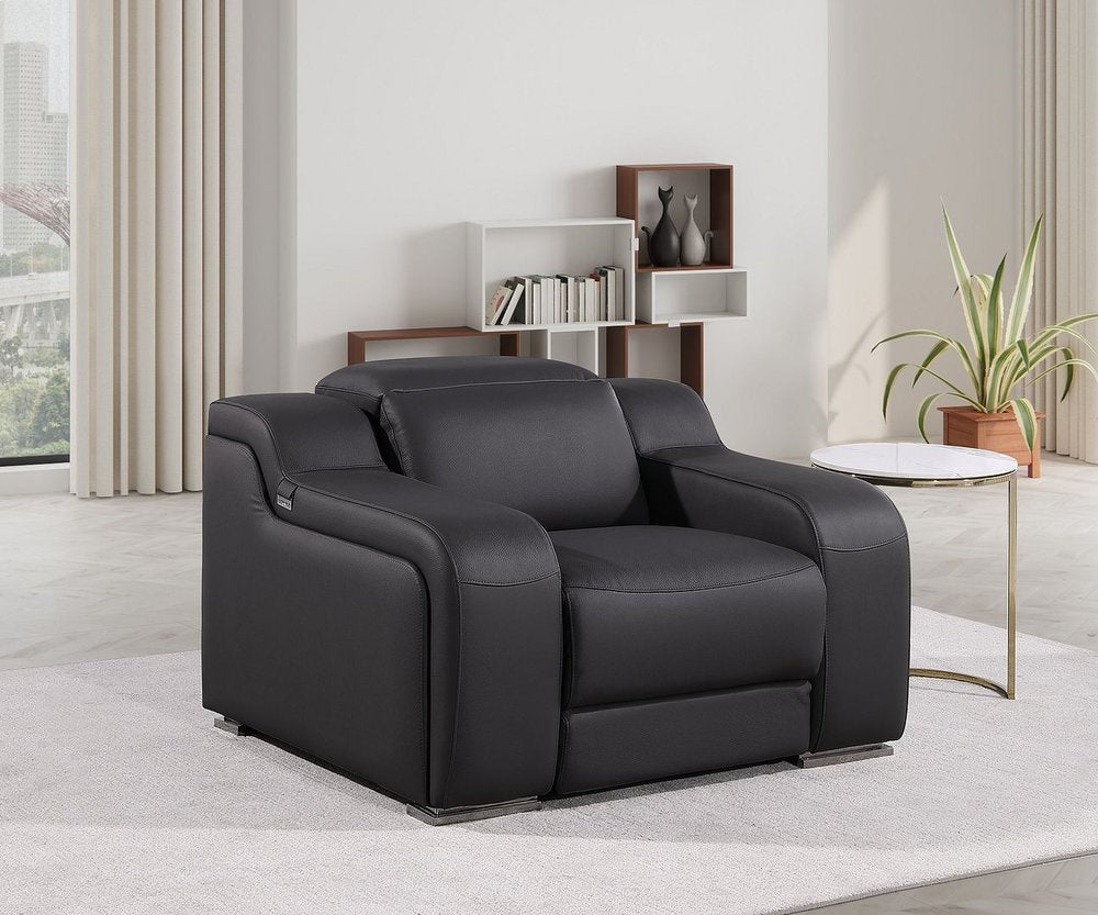 41" Chestnut Italian Leather Wall Hugger Recliner With USB
