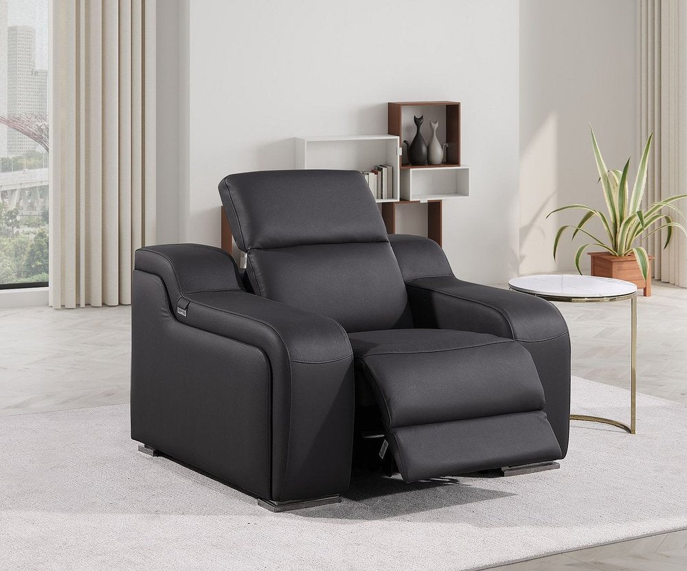 41" Chestnut Italian Leather Wall Hugger Recliner With USB