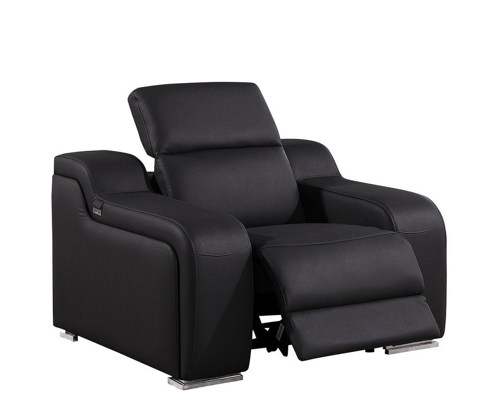 41" Chestnut Italian Leather Wall Hugger Recliner With USB