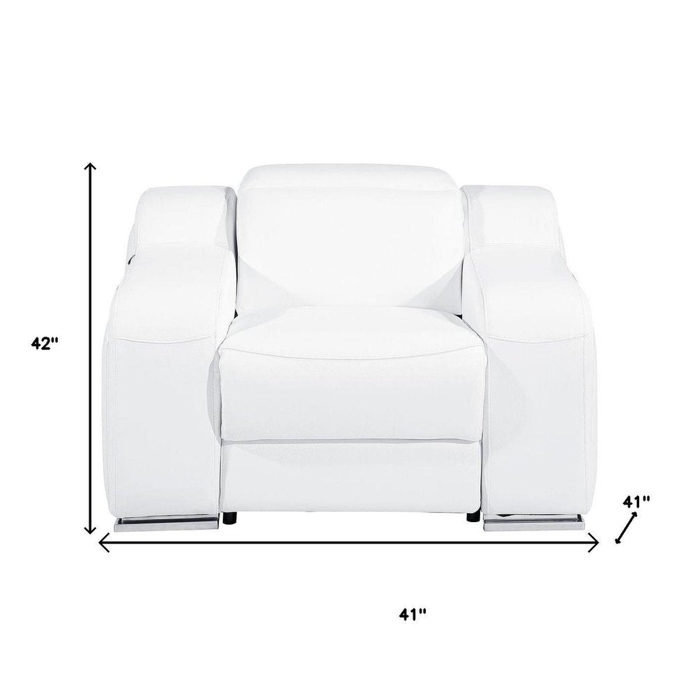 41" Chestnut Italian Leather Wall Hugger Recliner With USB