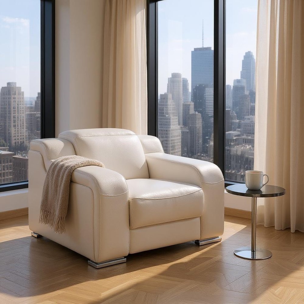 41" Chestnut Italian Leather Wall Hugger Recliner With USB