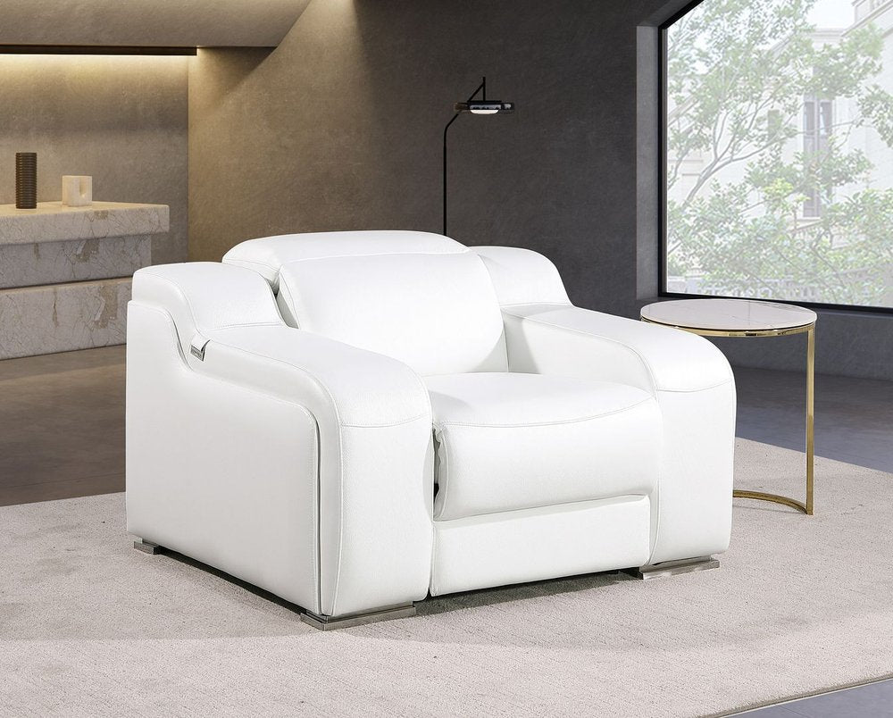 41" Chestnut Italian Leather Wall Hugger Recliner With USB