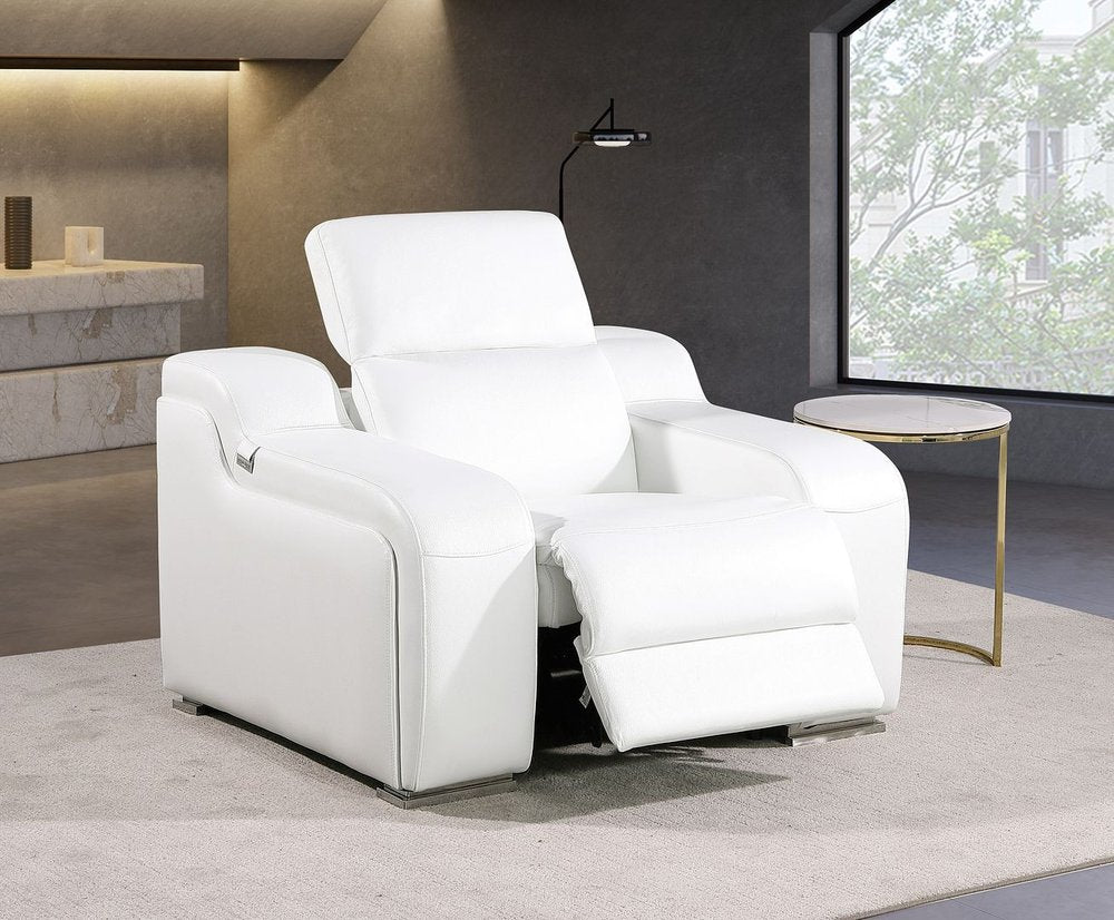 41" Chestnut Italian Leather Wall Hugger Recliner With USB