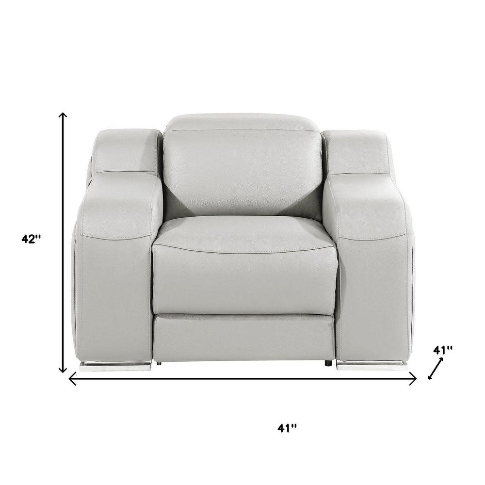 41" Chestnut Italian Leather Wall Hugger Recliner With USB