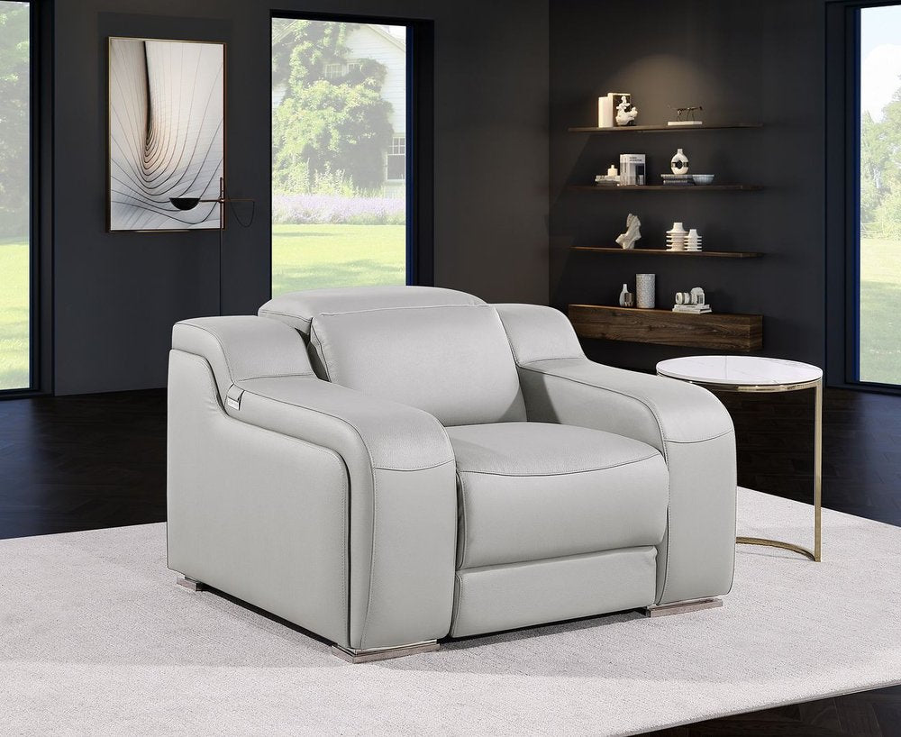 41" Chestnut Italian Leather Wall Hugger Recliner With USB