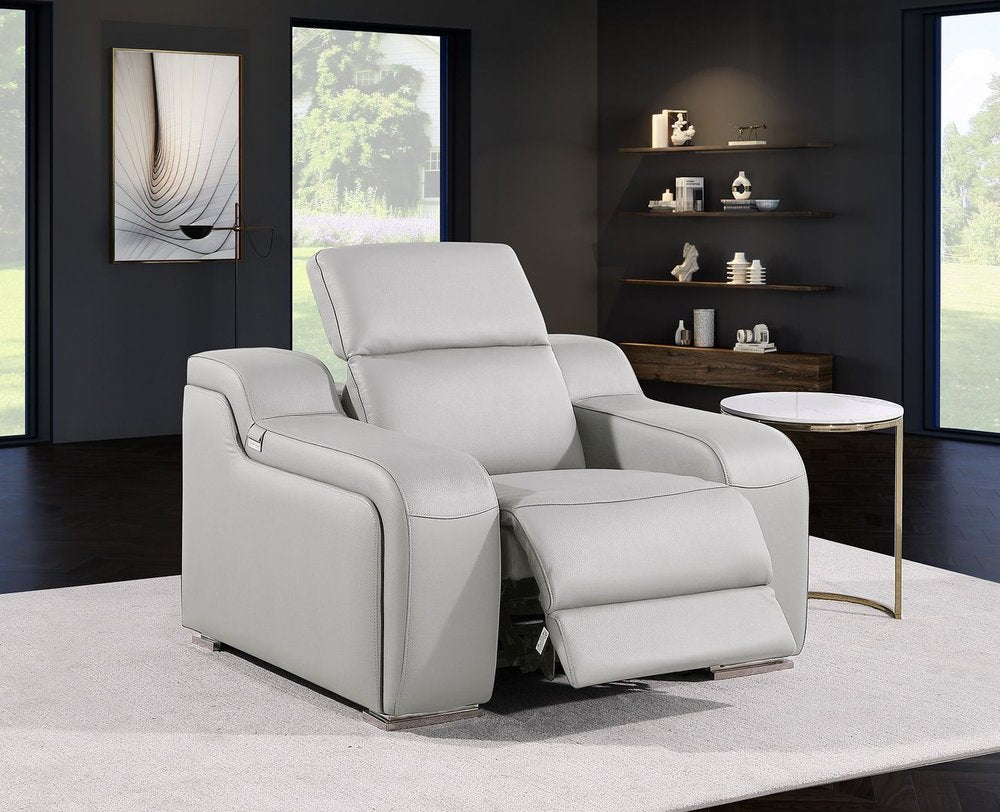 41" Chestnut Italian Leather Wall Hugger Recliner With USB