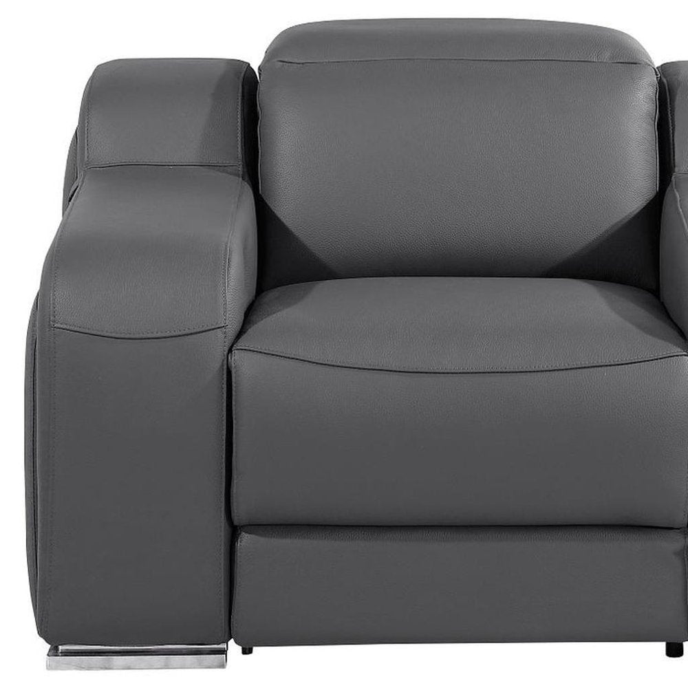 41" Chestnut Italian Leather Wall Hugger Recliner With USB