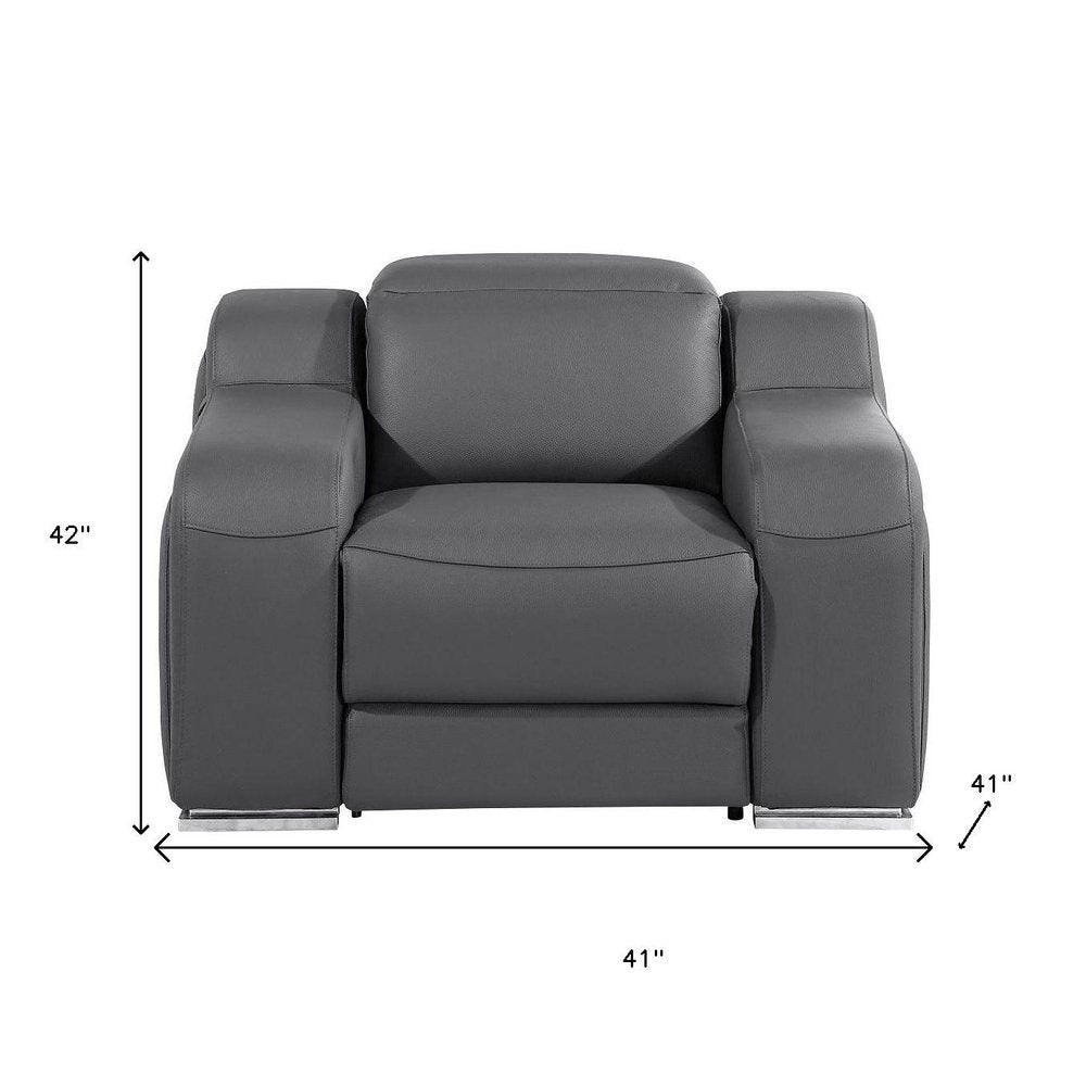 41" Chestnut Italian Leather Wall Hugger Recliner With USB