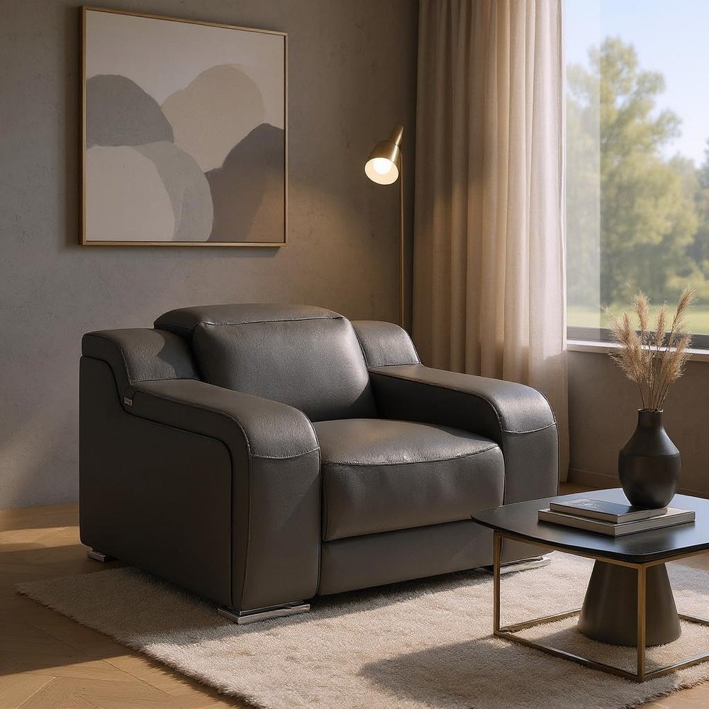 41" Chestnut Italian Leather Wall Hugger Recliner With USB