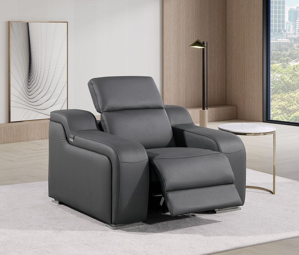 41" Chestnut Italian Leather Wall Hugger Recliner With USB