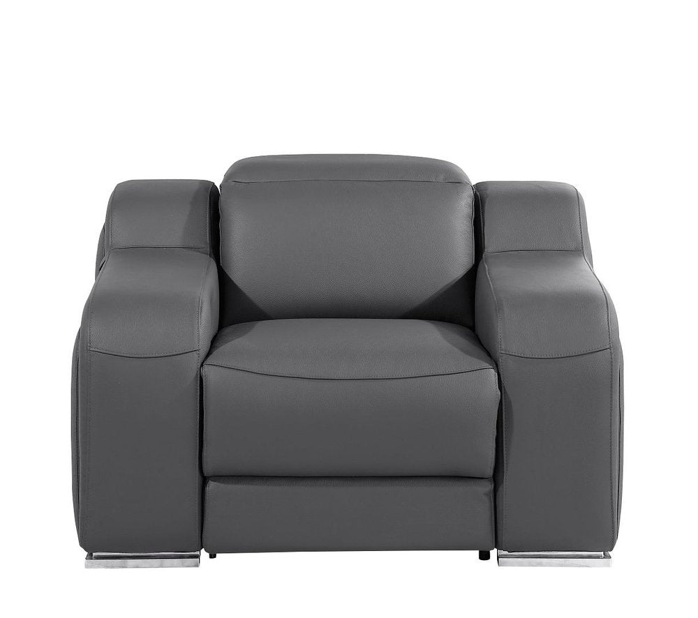41" Chestnut Italian Leather Wall Hugger Recliner With USB