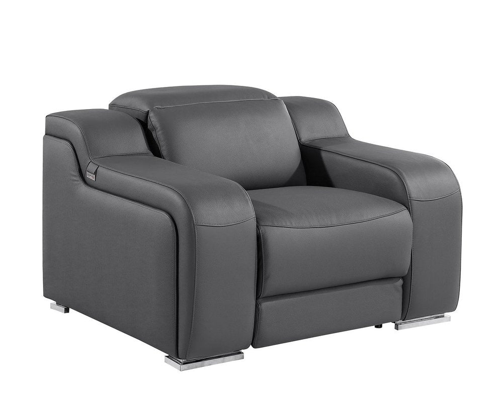 41" Chestnut Italian Leather Wall Hugger Recliner With USB
