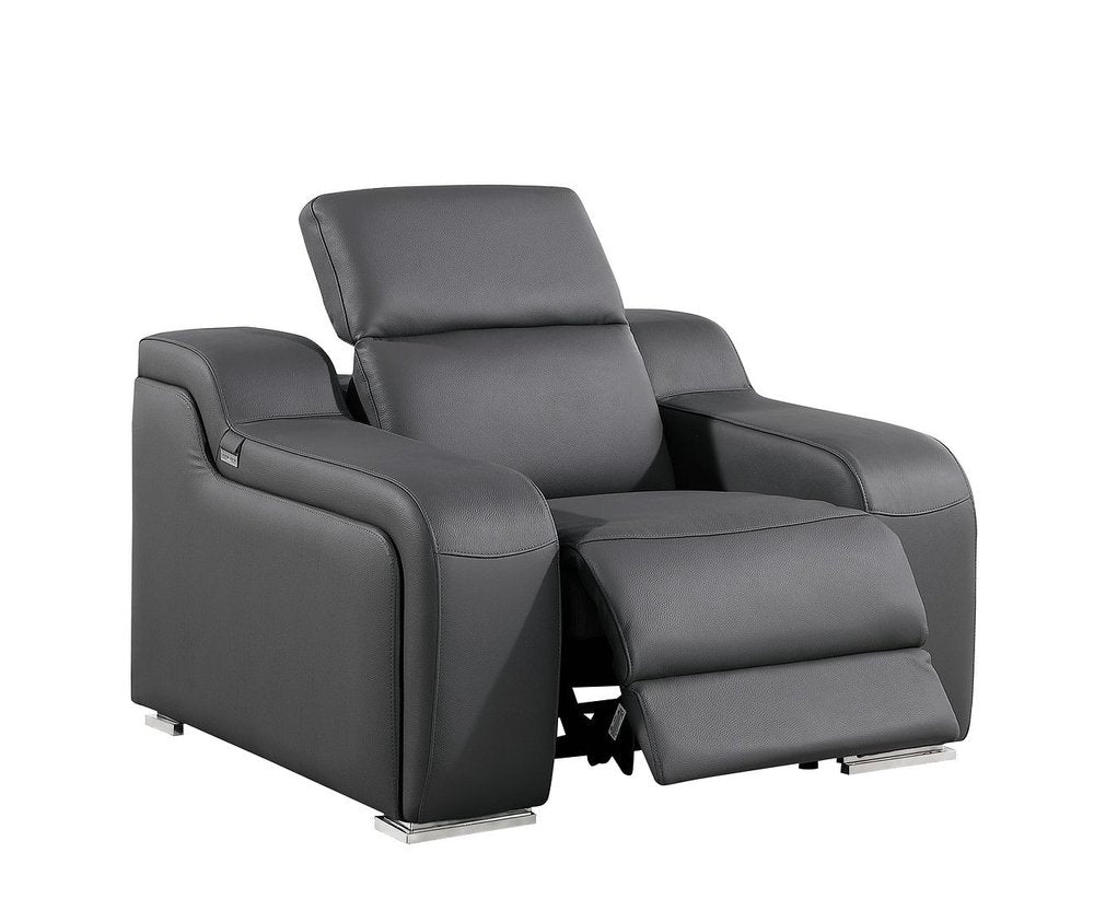 41" Chestnut Italian Leather Wall Hugger Recliner With USB
