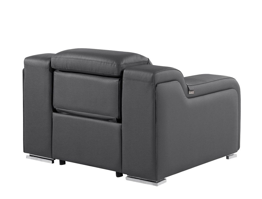 41" Chestnut Italian Leather Wall Hugger Recliner With USB
