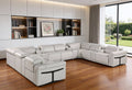 Light Gray Italian Leather Power Reclining U Shaped Twelve Piece Sectional With Console