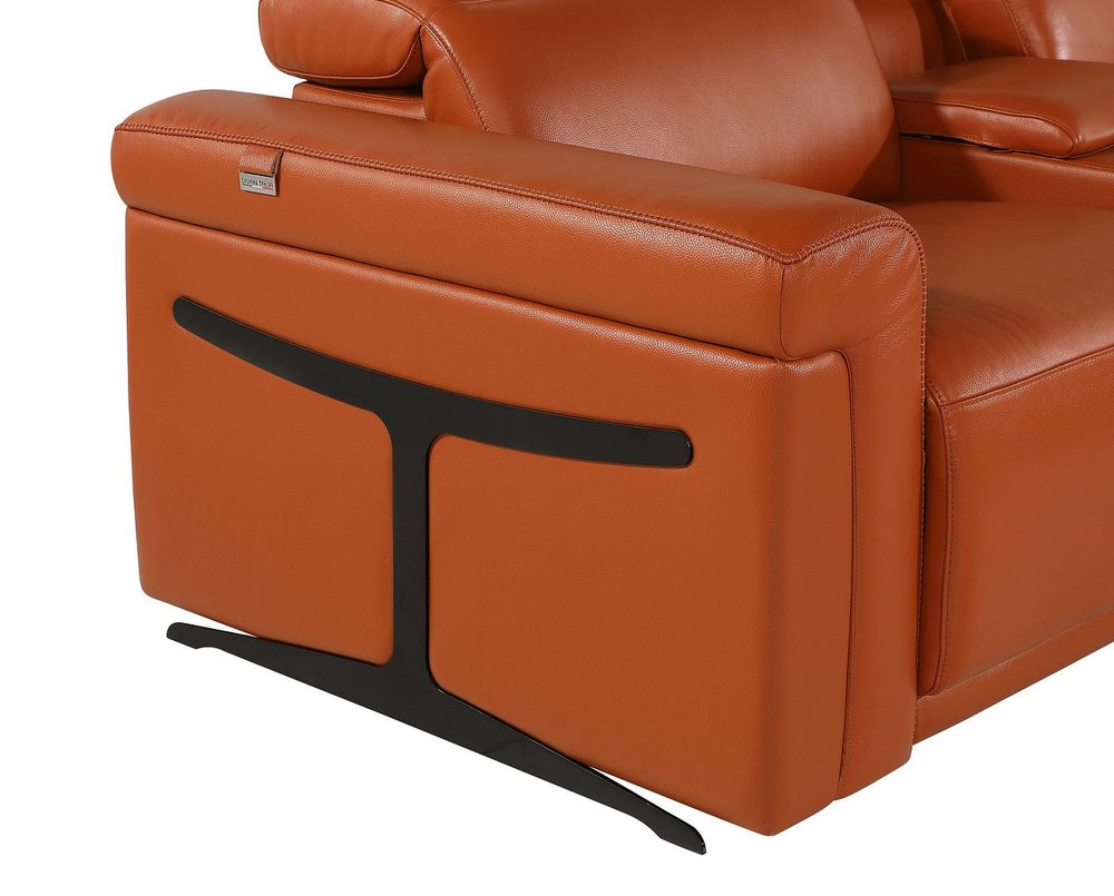 Camel Italian Leather Power Reclining U Shaped Ten Piece Corner Sectional With Console