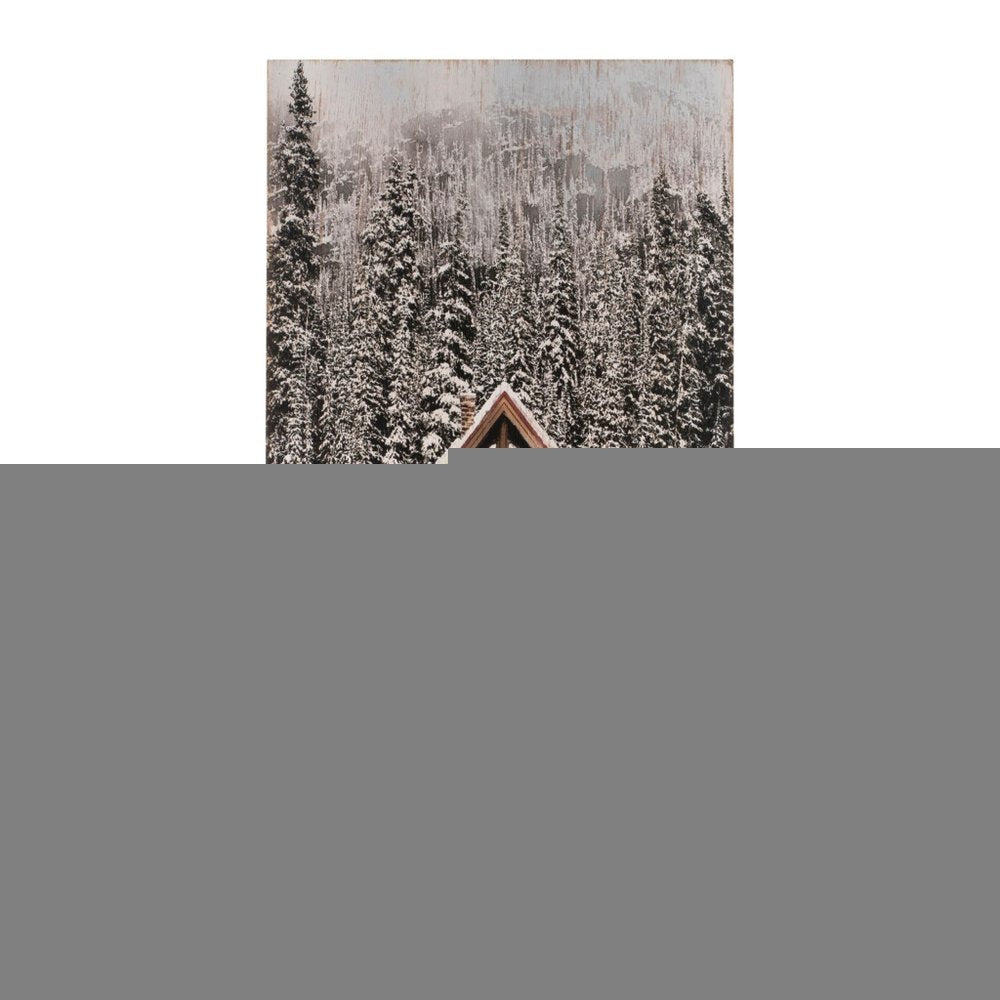 18" X 10" Brown And White Wood Winter Lodge On The Lake Hanging Wall Decor