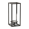 13" Black And Clear Metal And Glass Tabletop Candle Holder