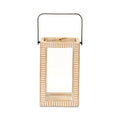 13" Natural Distressed Geometric Solid Wood Tabletop Lantern Candle Holder