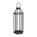 32" Black Geometric Metal Floor Lantern Candle Holder