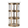 10" Gold Lattice Iron And Glass Tabletop Pillar Candle Holder