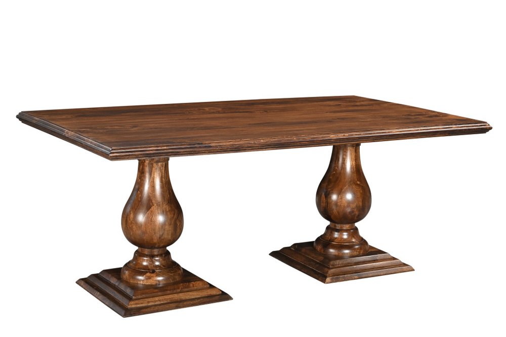 Seven Piece Brown Solid Wood Dining Set with Six Chairs