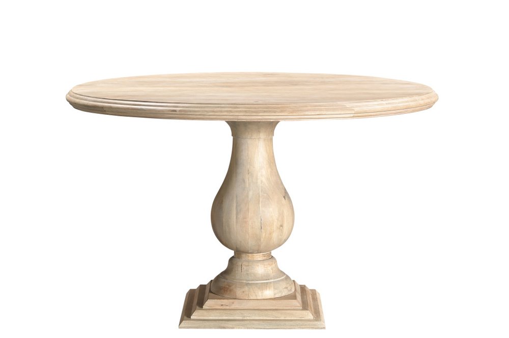 Five Piece Beige Round Solid Wood Dining Set with Four Chairs