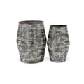 Set of Two Gray Galvanized Metal Cylinder Floor Vases