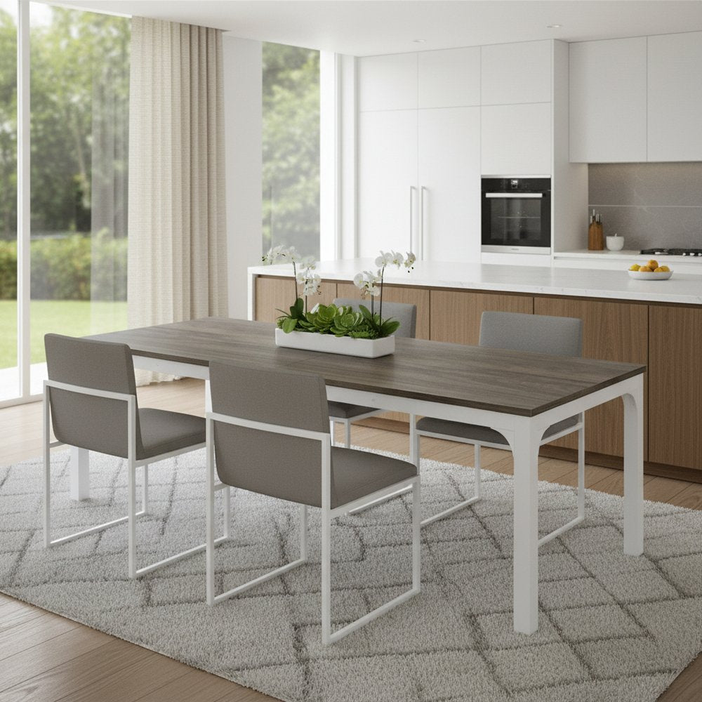 46" Gray and White Wood and Iron Dining Table