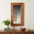 24" Brown Solid Wood Live Edge Freestanding and Wall Mount Accent Mirror