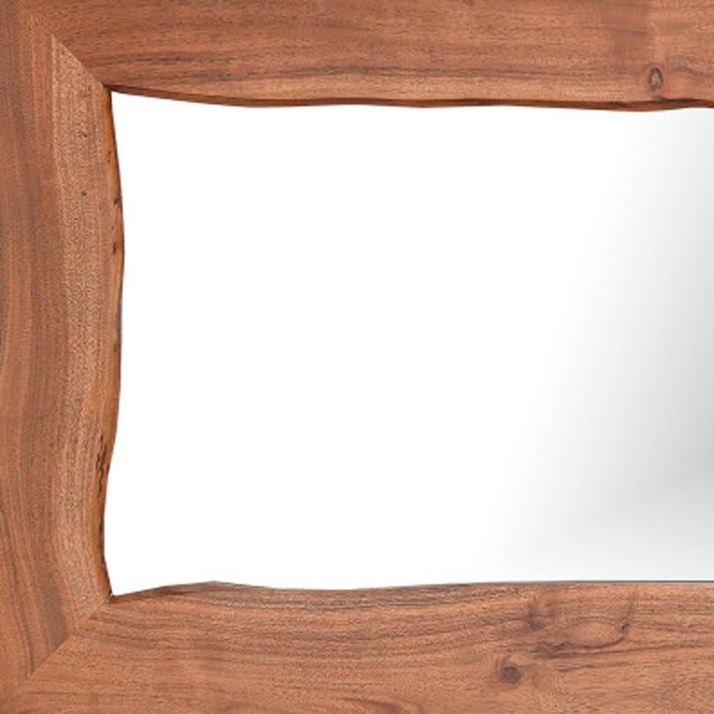 24" Brown Solid Wood Live Edge Freestanding and Wall Mount Accent Mirror