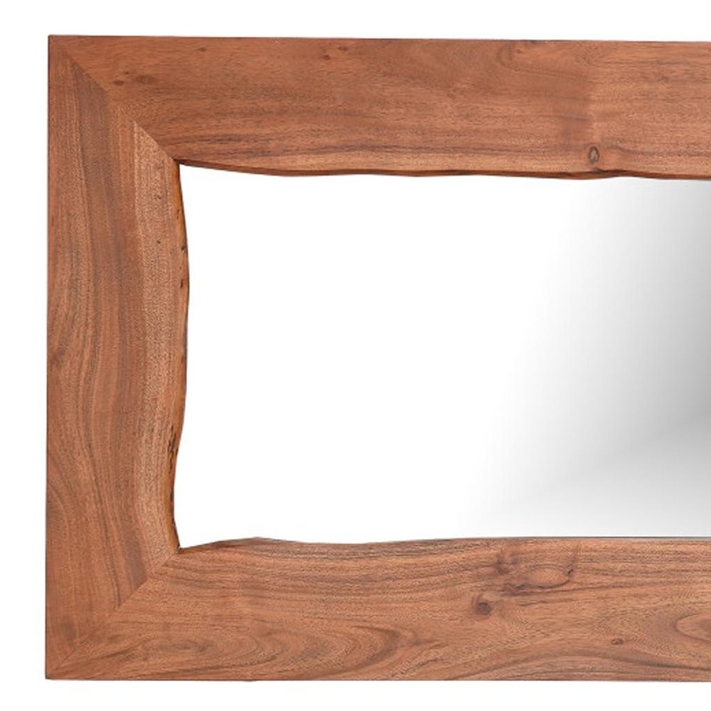 24" Brown Solid Wood Live Edge Freestanding and Wall Mount Accent Mirror