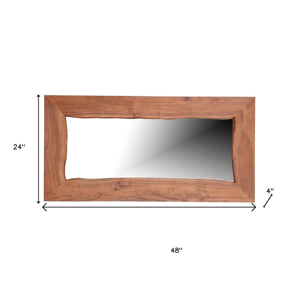 24" Brown Solid Wood Live Edge Freestanding and Wall Mount Accent Mirror