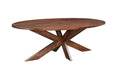 92" Brown Solid Wood Cross Leg Base Oval Dining Table