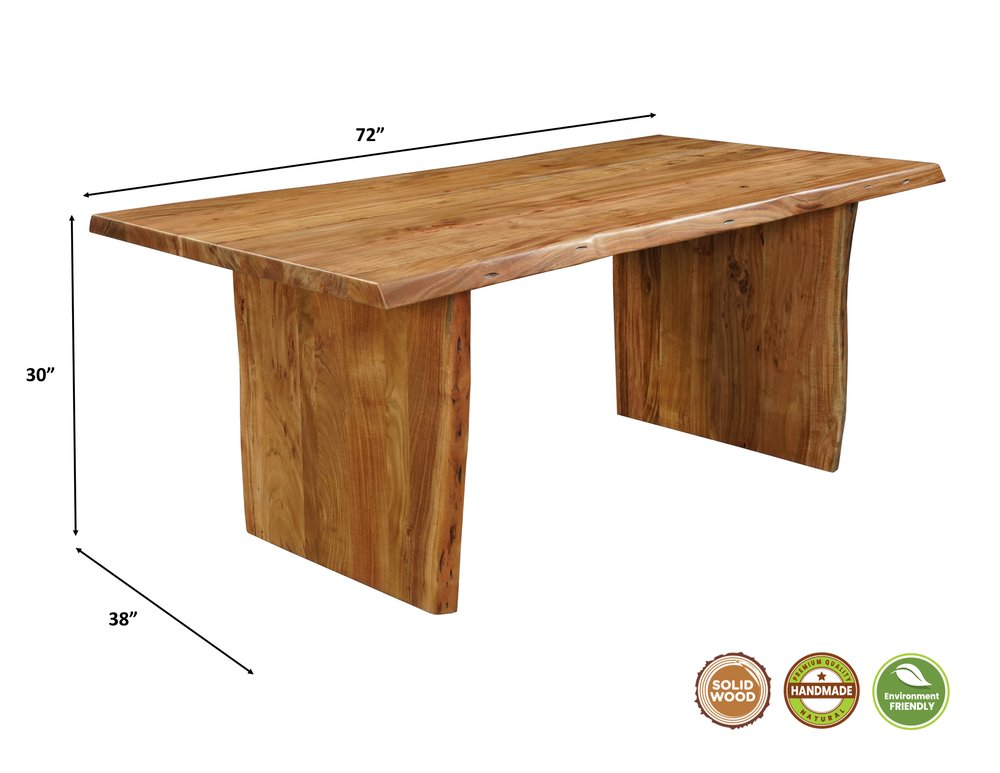 Seven Piece Brown Solid Wood Dining Set with Six Chairs