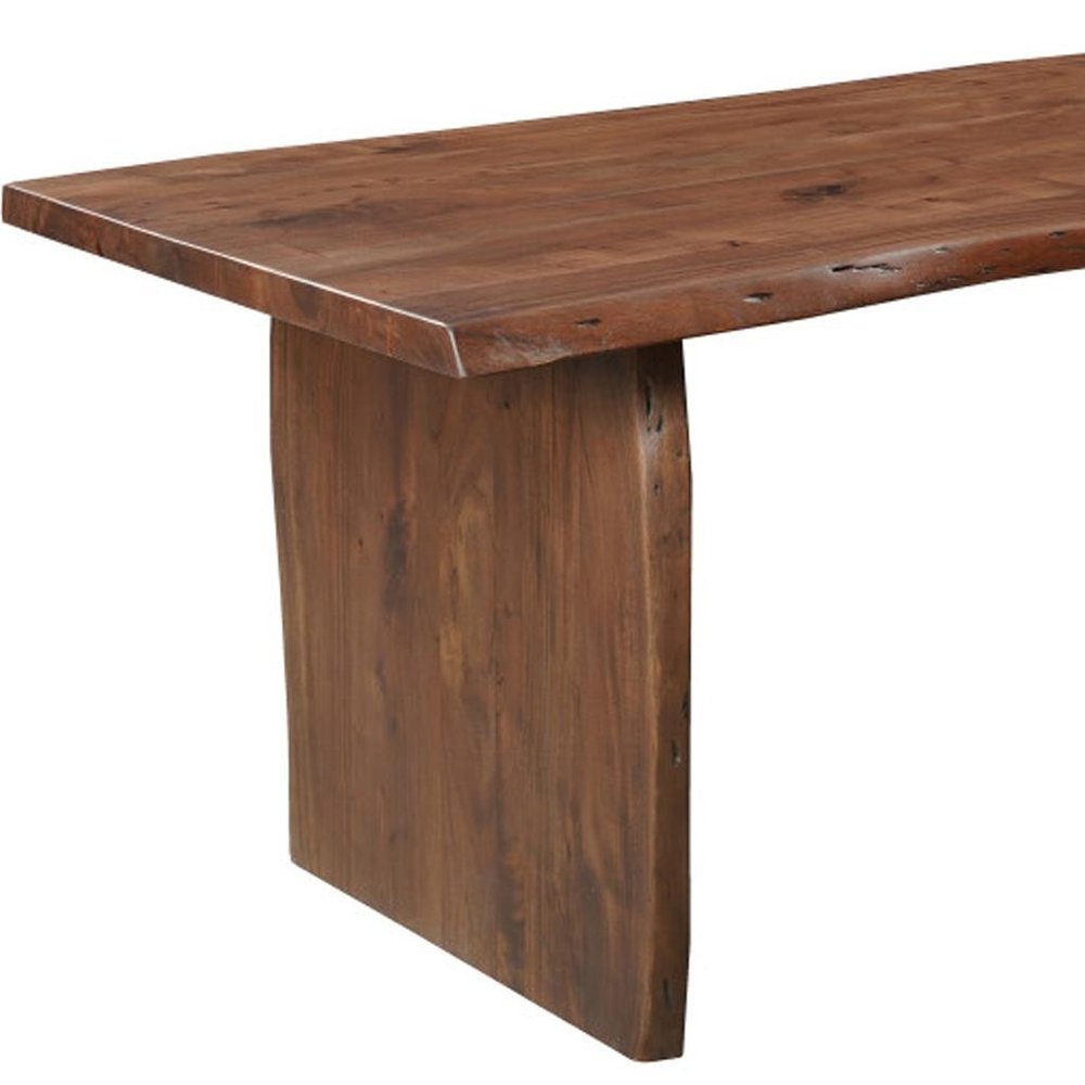 Seven Piece Brown Solid Wood Dining Set with Six Chairs