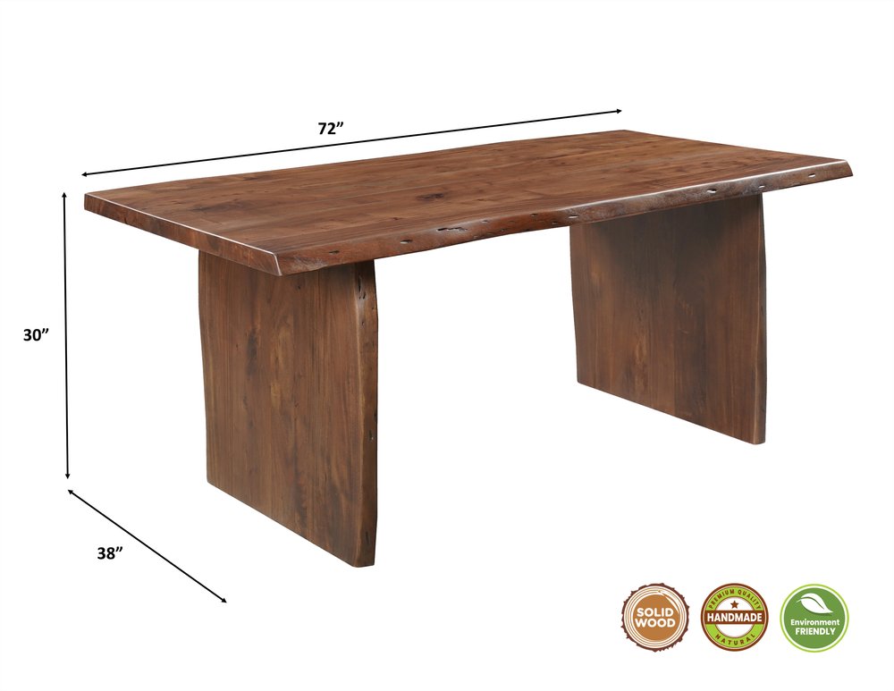 Seven Piece Brown Solid Wood Dining Set with Six Chairs
