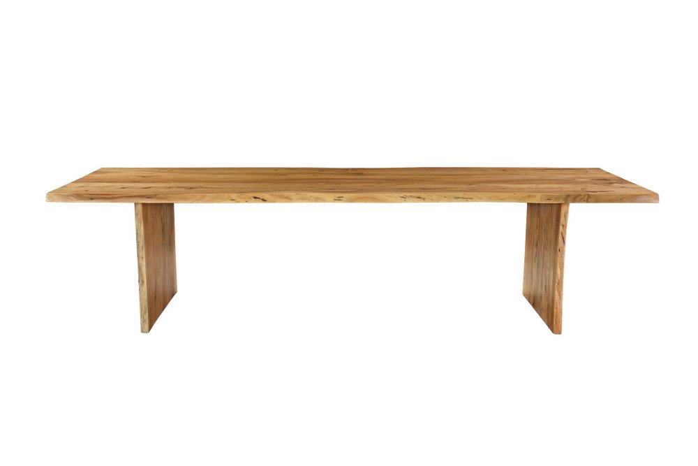 120" Brown Solid Wood Live Edge Sled Base Dining Table