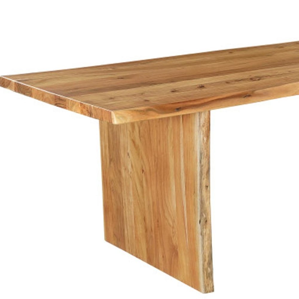 120" Brown Solid Wood Live Edge Sled Base Dining Table