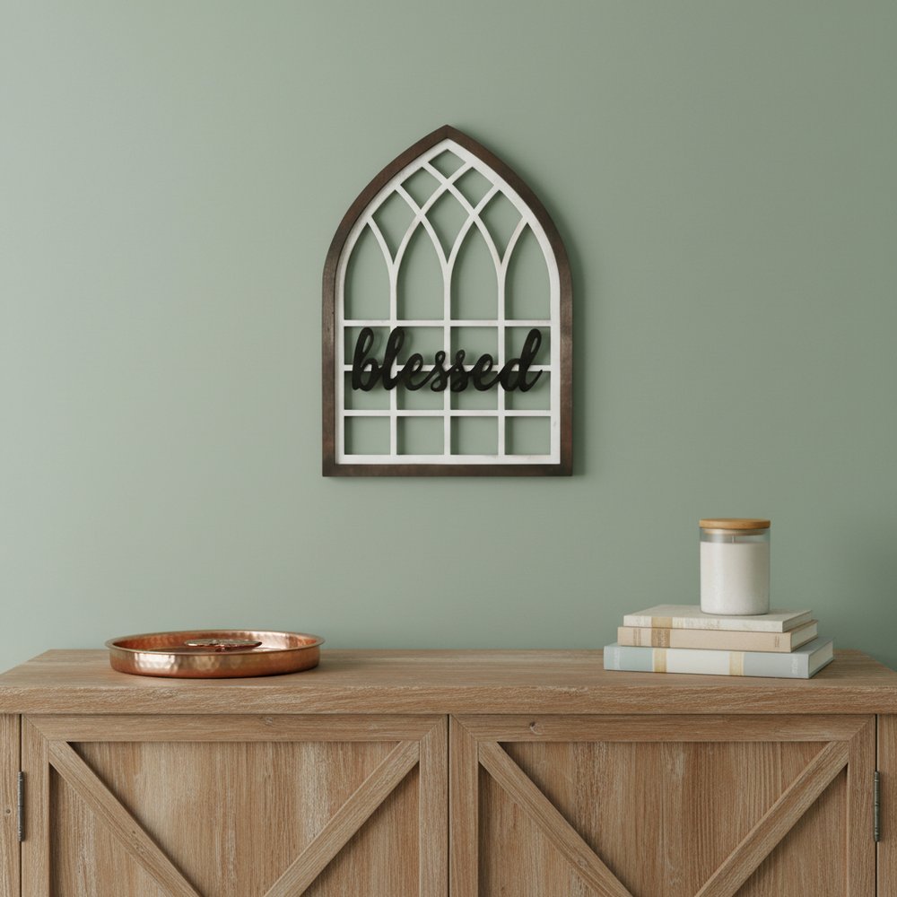 24" X 17" Brown And White Wood Wall Decor