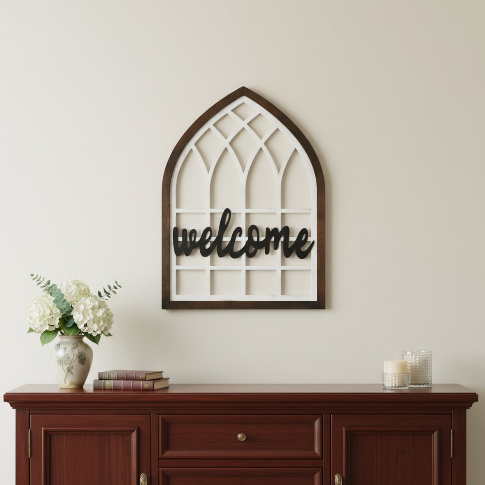 24" X 17" Brown And White Wood Wall Decor