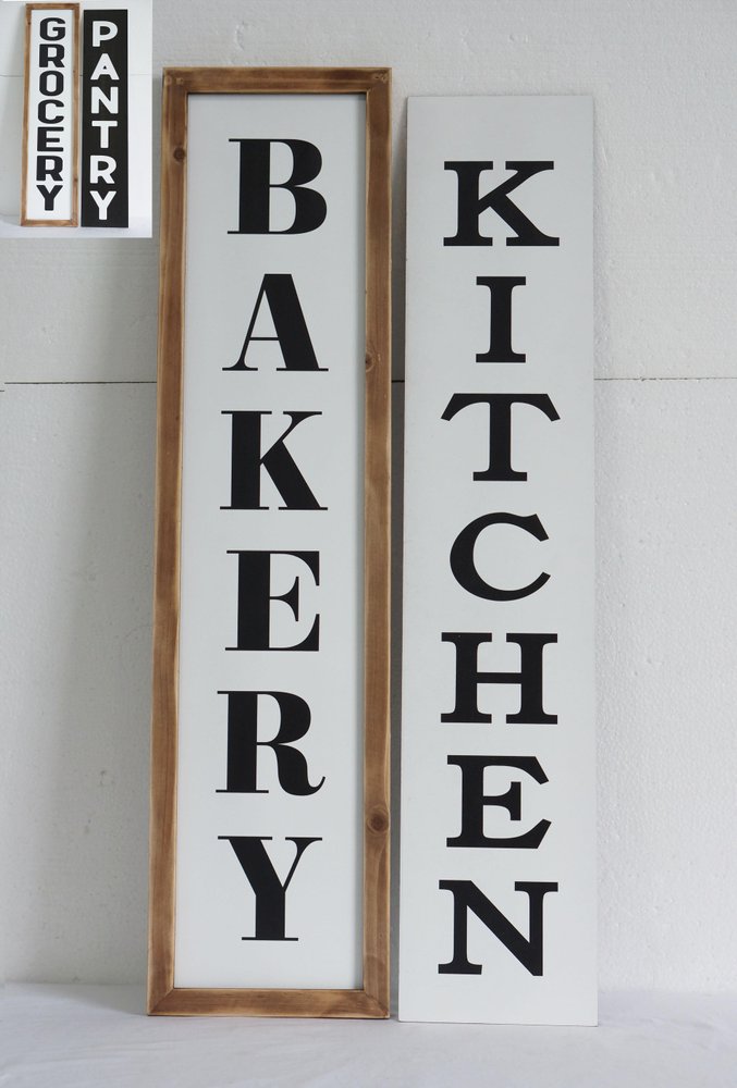 11" X 26" Black Brown And White Reversible Kitchen Wood Hanging Wall Decor
