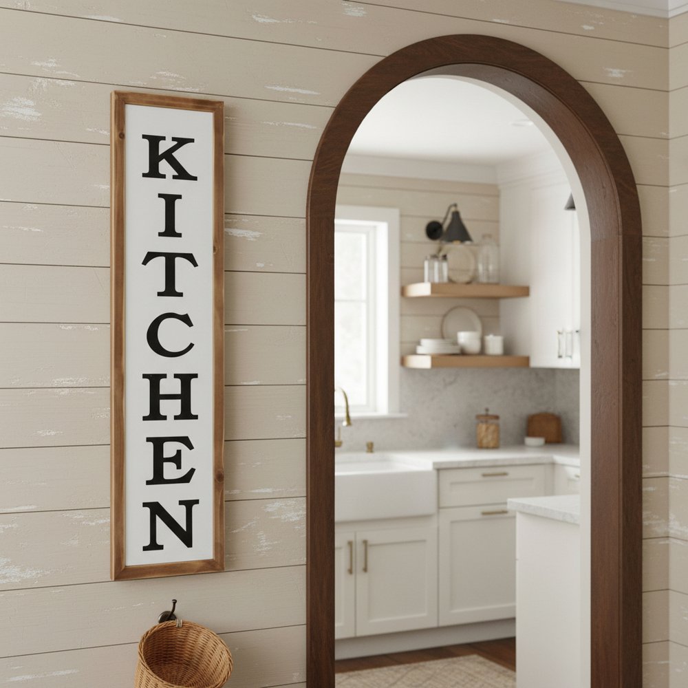 11" X 26" Black Brown And White Reversible Kitchen Wood Hanging Wall Decor