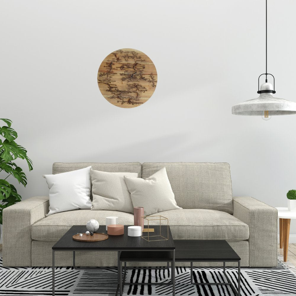 18" X 18" Black And Brown Wood Hanging Wall Decor