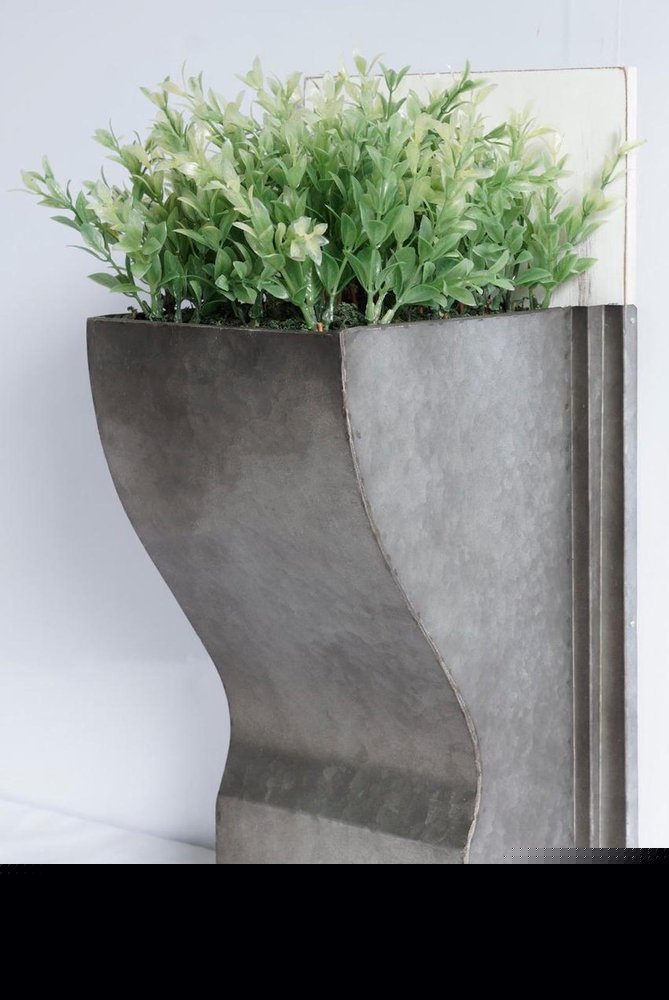 19" X 8" Silver And Green Wood Hanging Wall Decor