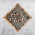19" X 18" Gray And Natural Man Cave Metal And Wood Wall Decor