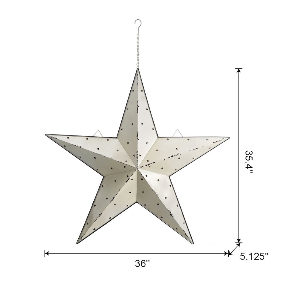 35" X 37" White Galvanized Metal Star Hanging Wall Decor